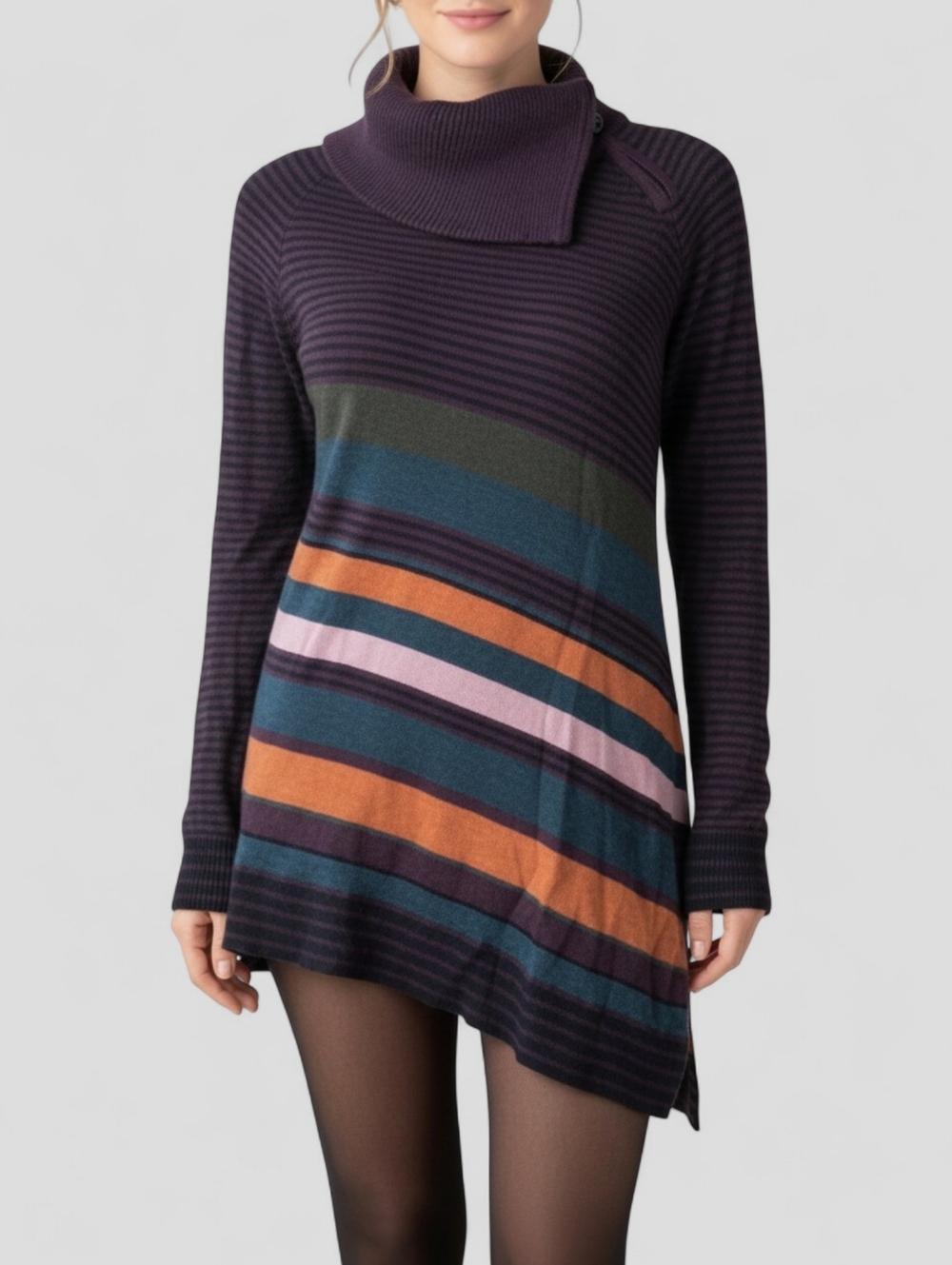 Smartwool Cascade Valley Merino Wool Tunic Sweater Striped Asymmetrical S